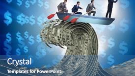  Presentation with leading through motivation - Audience pleasing theme consisting of team through wave of dollar backdrop and a teal colored foreground