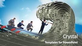  Presentation with leading through motivation - PPT layouts featuring team through wave of dollar background and a gray colored foreground