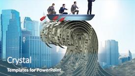  Presentation with leading through motivation - Presentation theme featuring team through wave of dollar background and a teal colored foreground