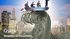  Presentation with wave - Presentation featuring team through wave of dollar background and a gray colored foreground