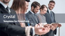  Presentation with professional - Presentation consisting of team tied by one rope background and a ocean colored foreground