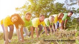  Presentation with sports festival - Slides having team-together-at-the-start background and a yellow colored foreground