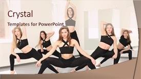  Presentation with empty space dance studio - Presentation theme enhanced with team training - group of young dancers background and a  colored foreground