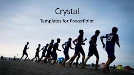  Presentation with team training - Beautiful PPT theme featuring team training of young boys backdrop and a light blue colored foreground