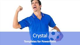  Presentation with football blue - Theme with team victory - happy football player in blue background and a  colored foreground