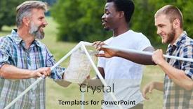  Presentation with instruction - PPT theme consisting of team-volunteer-with-instruction-manual background and a mint green colored foreground