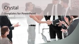  Presentation with welcome aboard new staff - Cool new presentation theme with team welcomes the new employee backdrop and a light gray colored foreground