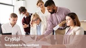  Presentation with architecture construction - Cool new theme with team with blueprint and dividers backdrop and a coral colored foreground