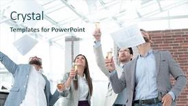  Presentation with wine - Audience pleasing slides consisting of team with glasses of wine backdrop and a sky blue colored foreground