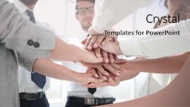  Presentation with business team join hands white - Beautiful PPT theme featuring team with hands folded together backdrop and a soft green colored foreground