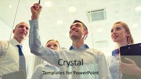  Presentation with team planning - Cool new PPT layouts with team with marker and stickers backdrop and a soft green colored foreground