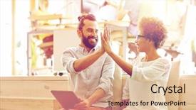  Presentation with business success biblical principles - PPT theme with team with tablet pc computer background and a coral colored foreground