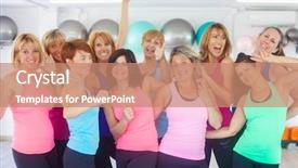  Presentation with black women support group - Slides featuring team woman - group of women at gym background and a coral colored foreground