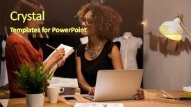  Presentation with entrepreneur - Cool new presentation theme with team woman - two young entrepreneur women backdrop and a tawny brown colored foreground