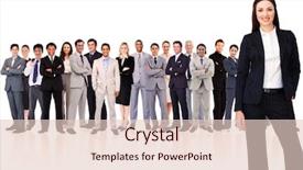  Presentation with white pigeon against the blue - Beautiful slides featuring team woman leader - businesswoman smiling against white background backdrop and a  colored foreground