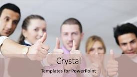  Presentation with board meeting - Beautiful presentation design featuring team work backgrounds - group of young business people backdrop and a soft green colored foreground