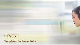  Presentation with customer service lifting the words - Cool new theme with team work frame - customer service assistant with headsets backdrop and a cream colored foreground