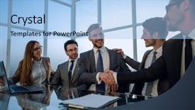  Presentation with meet work team - Presentation theme consisting of team work on computer problem background and a light blue colored foreground