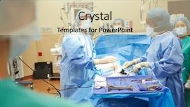  Presentation with surgical - PPT theme featuring surgical team working in operating theatre background and a soft green colored foreground