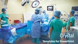  Presentation with surgical parenteral nutrition - Presentation theme having team working in operating theatre background and a ocean colored foreground