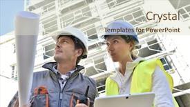  Presentation with team building - Presentation design featuring  background and a  colored foreground