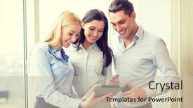  Presentation with office - PPT layouts consisting of team working with tablet pcs background and a  colored foreground