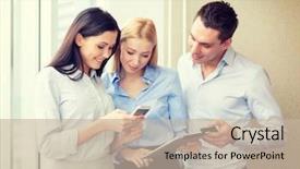  Presentation with office - PPT layouts with team working with tablet pcs background and a  colored foreground