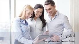  Presentation with office - PPT layouts with team working with tablet pcs background and a  colored foreground