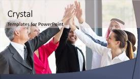  Presentation with team building - Presentation theme with teambuilding - group of cheerful businesspeople team background and a lemonade colored foreground