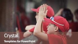  Presentation with baseball team - Slide set with teammate - baseball team in the dugout background and a coral colored foreground