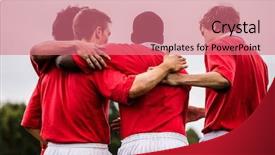  Presentation with rugby players - Beautiful slide deck featuring teammate - rugby players celebrating a win backdrop and a coral colored foreground