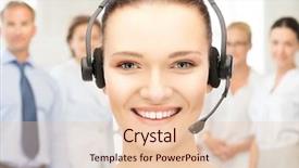  Presentation with friendly - Presentation theme with teamplay - bright picture of friendly female background and a  colored foreground