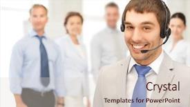  Presentation with eco friendly city - Amazing presentation theme having teamplay - bright picture of friendly male backdrop and a  colored foreground