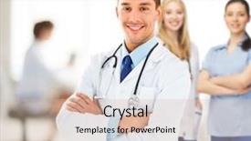  Presentation with ethical doctor - Beautiful PPT theme featuring teamplay - bright picture of male doctor backdrop and a soft green colored foreground