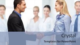  Presentation with man and woman divorce drawing - Slide deck with teamplay - bright picture of man background and a light blue colored foreground