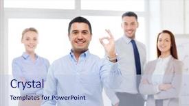  Presentation with synergy collaboration cooperation teamwork concept - Amazing presentation design having teamplay - office business and teamwork concept backdrop and a light blue colored foreground