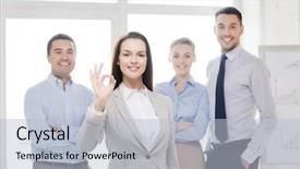  Presentation with teamwork - Presentation theme having teamplay - office business and teamwork concept background and a light blue colored foreground