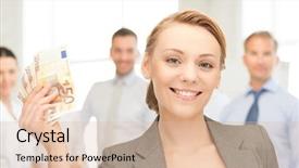  Presentation with cash - Presentation consisting of teamplay - picture of lovely woman background and a lemonade colored foreground