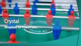  Presentation with football blue - Amazing slide deck having teamplay - plastic tabletop football with red backdrop and a teal colored foreground