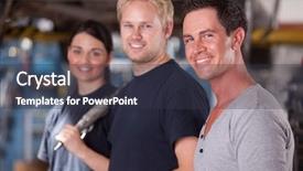  Presentation with auto repair - Amazing PPT layouts having teams car - group of three mechanics backdrop and a dark gray colored foreground