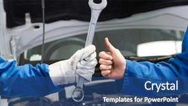  Presentation with mechanics - PPT theme with teams car - team of mechanics working together background and a  colored foreground