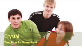  Presentation with young people in the club - Slides consisting of teamspirit - portrait of a young people background and a  colored foreground