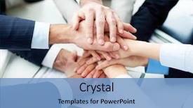  Presentation with partners - Colorful slide deck enhanced with teamwork - close-up of business partners making backdrop and a light blue colored foreground