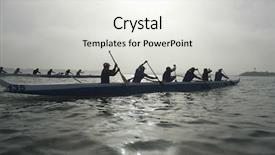  Presentation with race - Colorful presentation design enhanced with teamwork - group of multiethnic people paddling backdrop and a light gray colored foreground