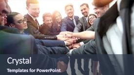  Presentation with team hands - Beautiful slides featuring teamwork - large business team showing unity backdrop and a tawny brown colored foreground