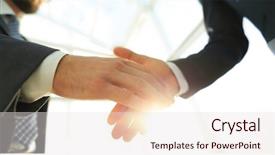  Presentation with handshake - Presentation theme featuring teamwork - two business men going background and a lemonade colored foreground