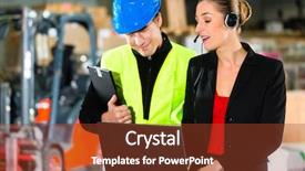  Presentation with forklift - Presentation having teamwork - warehouseman or forklift driver background and a tawny brown colored foreground