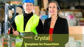  Presentation with forklift - Cool new slide deck with teamwork - warehouseman or forklift driver backdrop and a tawny brown colored foreground