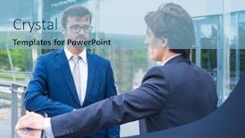  Presentation with financial markets - Presentation theme consisting of teamwork-and-business-concept-confident background and a light blue colored foreground