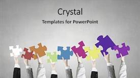  Presentation with teamwork cooperation - Presentation design enhanced with cooperative - teamwork and cooperation concept background and a light gray colored foreground